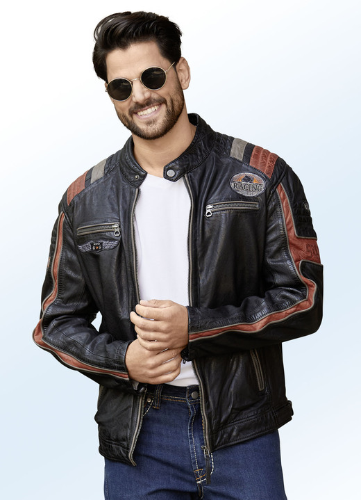 - Lederkurzjacke von «Gipsy», in Größe 3XL (58) bis XXL (56), in Farbe ANTIK SCHWARZ Ansicht 1