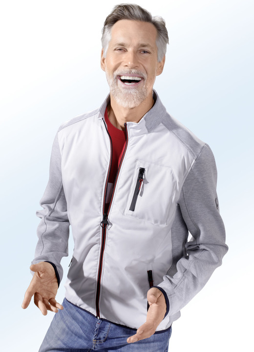 Jacken & Mäntel - «New Canadian»-Blouson, in Größe 3XL (60/62) bis XXL (56/58), in Farbe ECRU-GRAU MELIERT