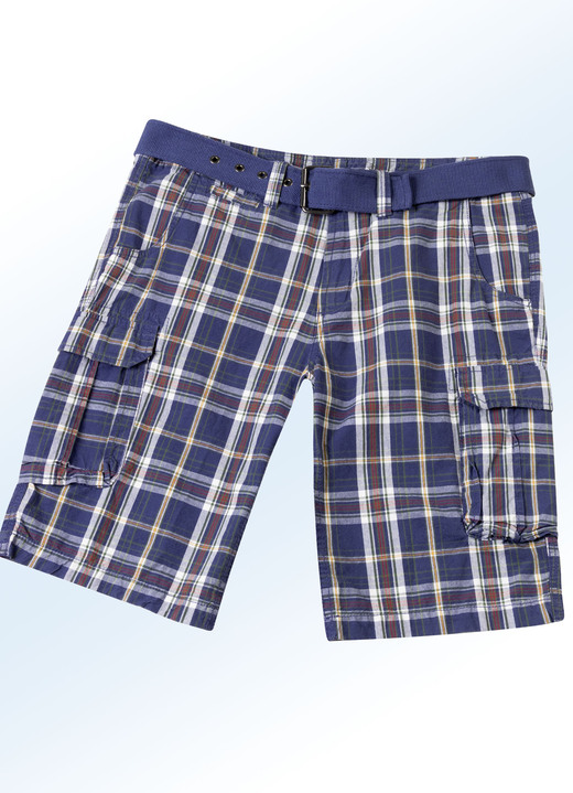 Shorts & Bermudas - Bermudas mit Gürtel und Cargotaschen in 2 Farben Shorts & Bermudas - Bermudas mit Gürtel und Cargotaschen in 2 Farben, in Größe 024 bis 060, in Farbe MARINE-WEISS