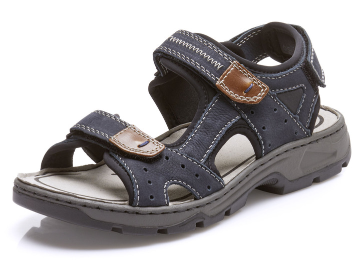 Sandalen & Pantoletten - Rieker, klassische Herren-Trekkingsandalen, aus Leder, in Größe 040 bis 046, in Farbe DUNKELBLAU Ansicht 1