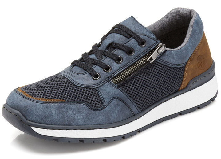 Slipper & Schnürschuhe - Rieker, bequeme Herren-Sneaker, Weite H, mit herausnehmbarem Fussbett, in Größe 040 bis 047, in Farbe BLAU-BRAUN Ansicht 1
