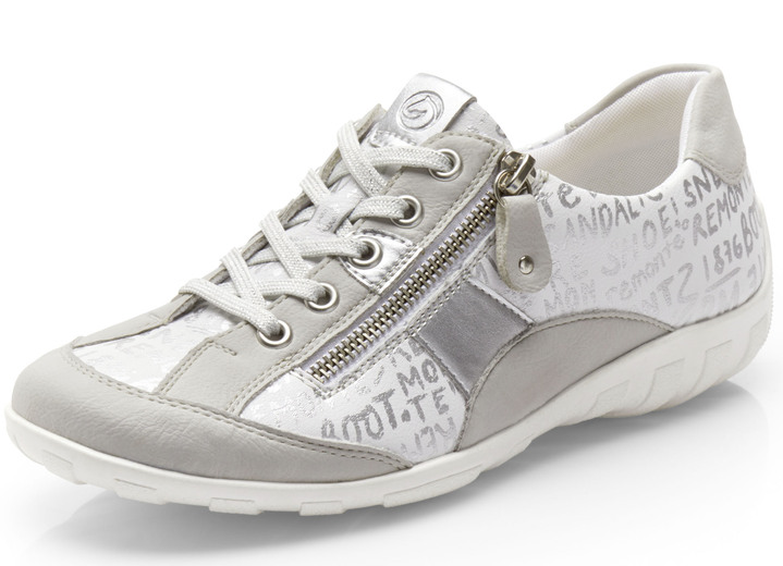 Slipper & Schnürschuhe - Remonte Sneaker mit  bedruckten Besätzen , in Größe 036 bis 043, in Farbe HELLGRAU-WEISS Ansicht 1