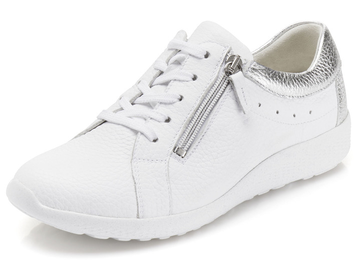 Slipper & Schnürschuhe - Waldläufer, bequeme Damen-Schnürschuhe, Weite K, mit herausnehmbarem Fussbett, in Größe 3 1/2 bis 8, in Farbe WEISS-SILBER Ansicht 1