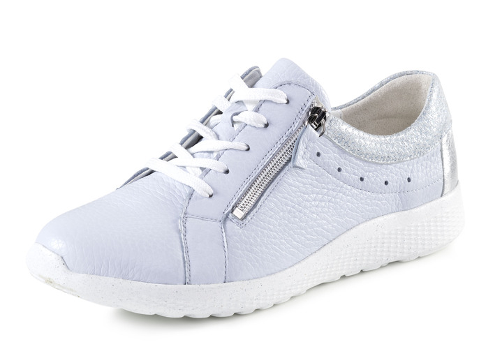 Slipper & Schnürschuhe - Waldläufer, bequeme Damen-Schnürschuhe, Weite K, mit herausnehmbarem Fussbett, in Größe 3 1/2 bis 8, in Farbe BLEU-SILBER Ansicht 1