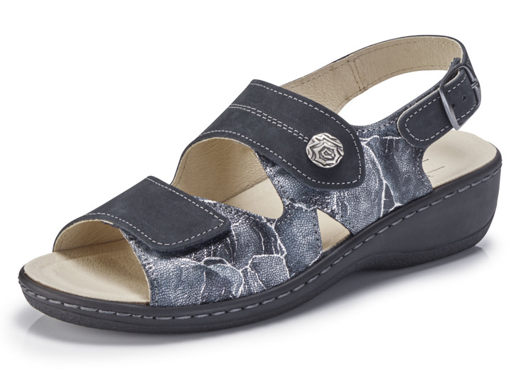 Sandaletten & Pantoletten - ELENA EDEN, bequeme Damen-Sandalen, Weite H, mit herausnehmbarem Fussbett, in Größe 036 bis 042, in Farbe DUNKELBLAU Ansicht 1