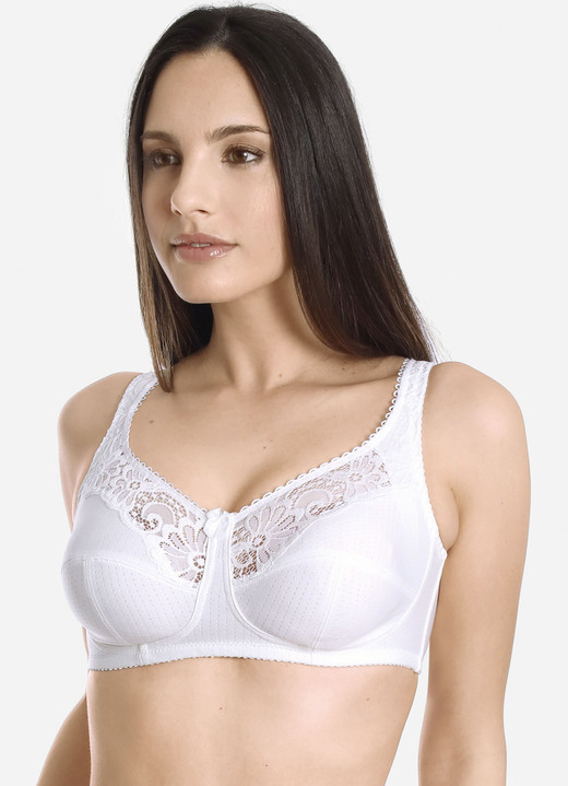 BH mit Spitze - Zweierpack Sassa BH mit Elastikspitze, in Größe 080 bis 110, in Cup D, in Farbe 1X SEKT, 1X WEISS Ansicht 1