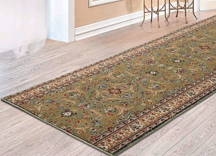 Teppiche - Klassischer Läufer mit hoher Flordichte, in Größe 102 (Läufer, 67 cm breit) bis 106 (Läufer, 100 cm breit), in Farbe GRÜN Ansicht 1