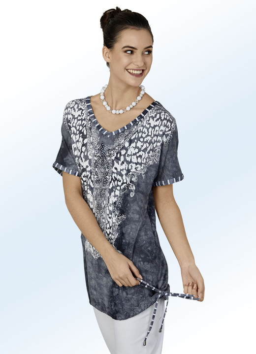 Longshirts - Longshirt mit V-Ausschnitt in 2 Farben Longshirts - Longshirt mit V-Ausschnitt in 2 Farben, in Größe 036 bis 054, in Farbe GRAU BATIK