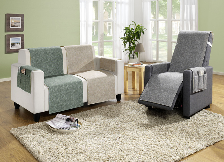 Sessel- & Sofaüberwürfe - Wohnaccessoires aus 100% Baumwolle, Unterseite 100% Schurwolle, in Farbe NATUR, in Ausführung Sesselschoner mit Anti-Rutsch-Beschichtung Ansicht 1
