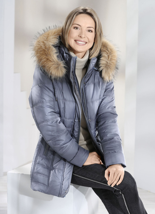 Winterjacken - Jacke mit abnehmbarer Kapuze Winterjacken - Jacke mit abnehmbarer Kapuze, in Größe 036 bis 052, in Farbe RAUCHBLAU