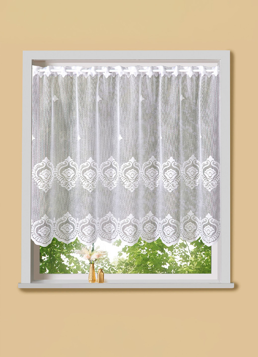 Klassisch - Kleinfenster-Vorhang mit Stangendurchzug, in Größe 884 (H80xB150 cm) bis 890 (H80xB200 cm), in Farbe WEISS