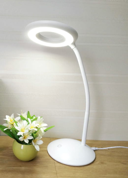 Tischlampe - LED-Lupenlampe mit 8-facher Vergrösserung, in Farbe WEISS Ansicht 1