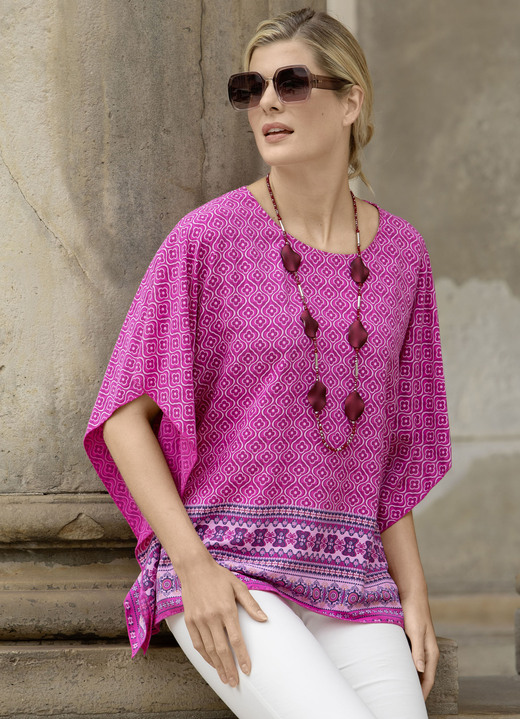 - Poncho-Tunika mit überschnittenen Ärmeln, in Größe 036 bis 052, in Farbe FUCHSIA-BUNT
