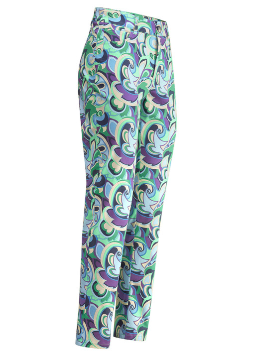 Hosen - Hose in Knöchellänge mit farbbrillantem Druck, in Größe 017 bis 052, in Farbe GRÜN-BLEU-BEIGE Ansicht 1