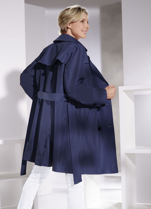 Lang - Trenchcoat mit Gürtel in 2 Farben Lang - Trenchcoat mit Gürtel in 2 Farben, in Größe 034 bis 052, in Farbe DUNKELBLAU
