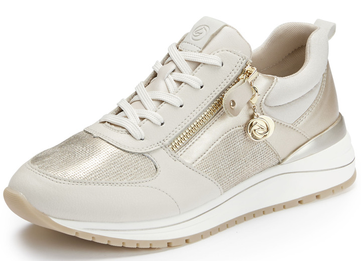 Slipper & Schnürschuhe - Remonte Sneaker in trendiger Optik, in Größe 037 bis 042, in Farbe BEIGE-GOLD Ansicht 1