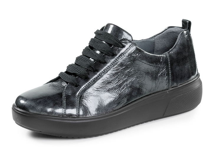 Slipper & Schnürschuhe - Waldläufer Schnürschuh aus bestem Knautschlackleder, in Größe 3 1/2 bis 8, in Farbe ANTHRAZIT Ansicht 1