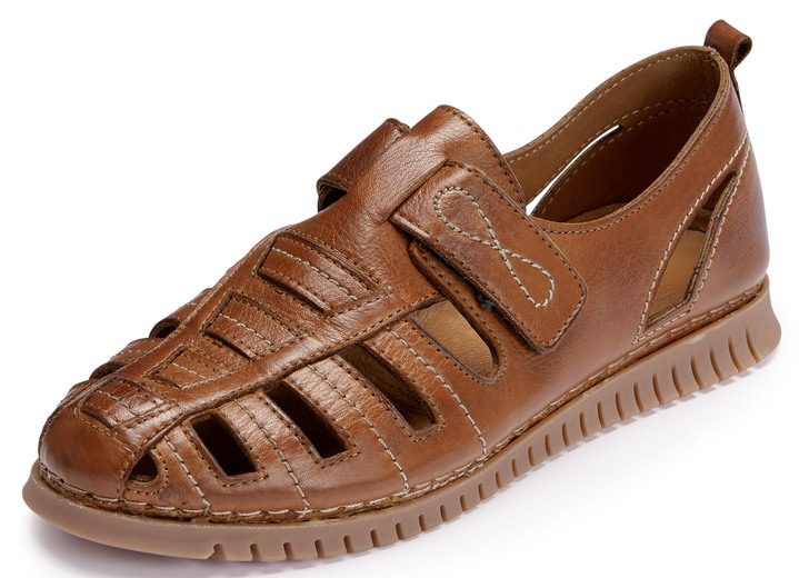 Slipper & Schnürschuhe - Gemini Slipper mit luftigen Durchbrüchen, in Größe 036 bis 042, in Farbe COGNAC Ansicht 1
