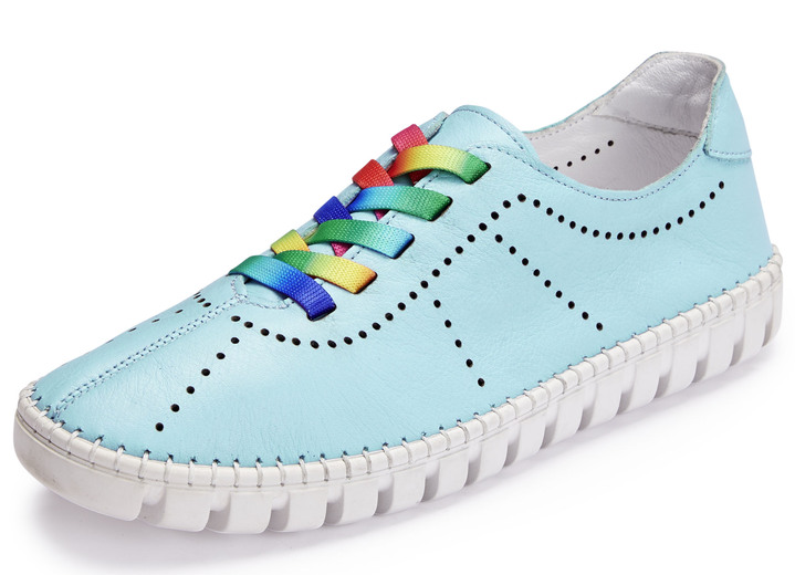 - Gemini Schnürschuh mit Schnürsenkel in Regenbogen-Farben, in Größe 036 bis 042, in Farbe HELLBLAU Ansicht 1