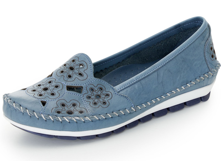 Slipper & Schnürschuhe - Gemini, leichte Damen-Slipper, Weite G, mit herausnehmbarem Fußbett, in Größe 035 bis 041, in Farbe JEANSBLAU Ansicht 1