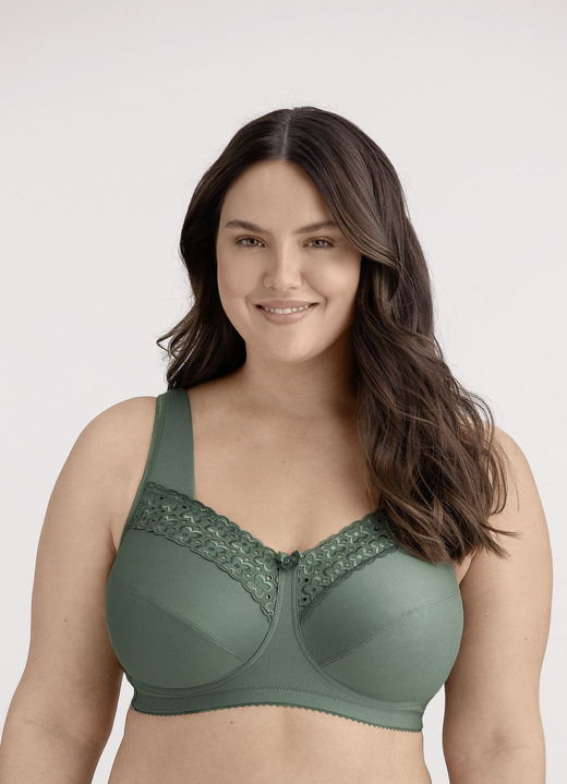 BH ohne Formbügel - Miss Mary BH mit Stickerei, in Größe 080 bis 110, in Cup D, in Farbe GRÜN Ansicht 1