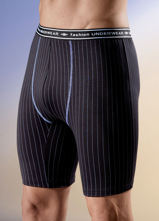 - Dreierpack Longpants mit Streifendessin, in Größe 004 bis 011, in Farbe SCHWARZ-BLEU