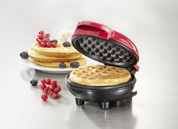 - Mini-Waffeleisen für den schnellen Hunger zwischendurch, in Farbe ROT-SCHWARZ Ansicht 1