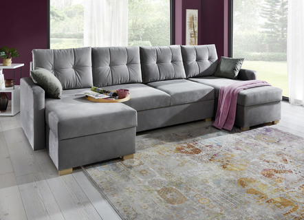 Gemütliche Wohnlandschaft mit Bettfunktion und 3 Bettkästen