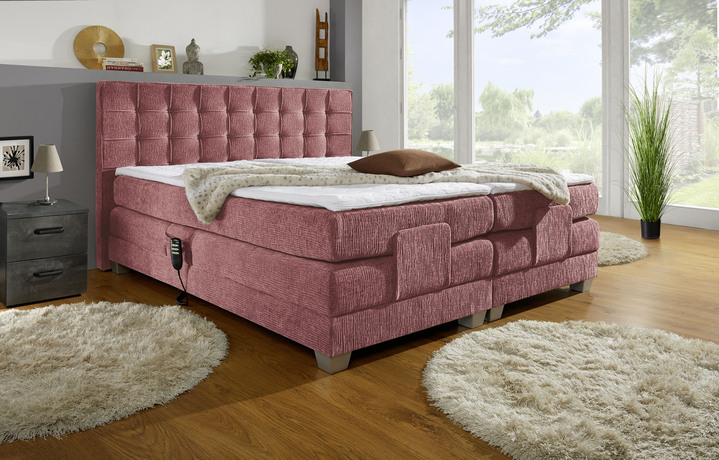 Boxspringbetten - Elektrisch verstellbares Boxspringbett mit Topper, in Farbe ROSA
