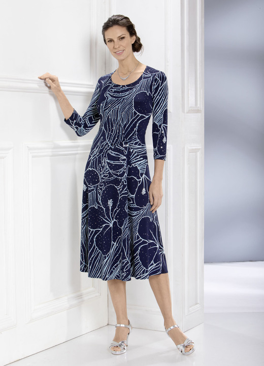 - Kleid in raffinierter Wickeloptik, in Größe 038 bis 054, in Farbe MARINE-BLEU-ECRU