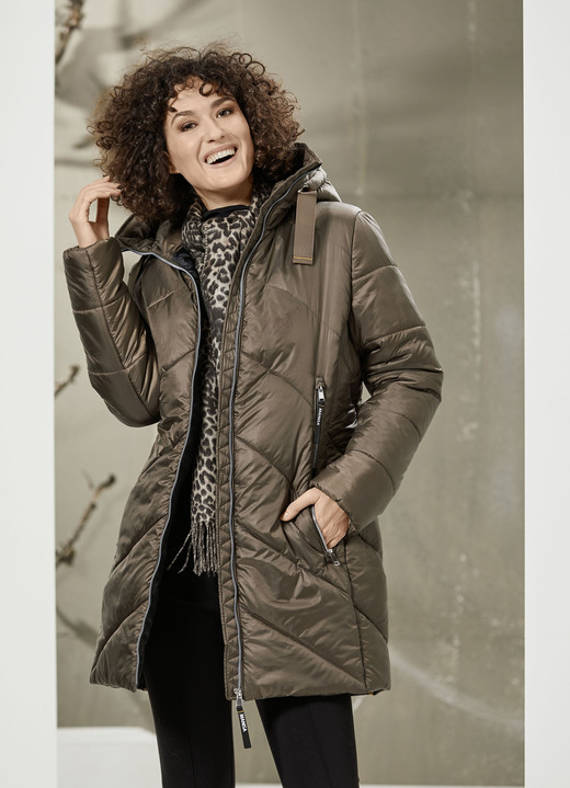 Jacken & Mäntel - Funktions-Longjacke mit fester Kapuze, in Größe 036 bis 054, in Farbe KHAKI