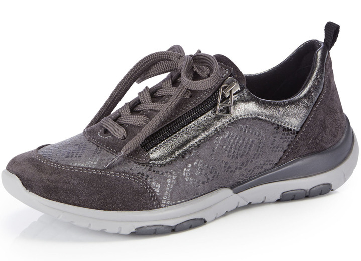 - ELENA EDEN Sneaker mit glänzend bedrucktem Elastikmaterial, in Größe 036 bis 042, in Farbe TORF-GRAU Ansicht 1