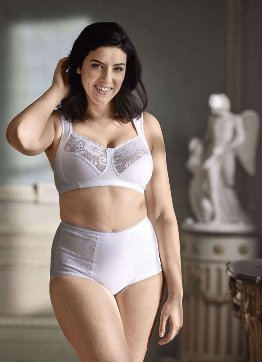 BH mit Spitze - Miss Mary BH mit elastischen Spitzeneinsätzen, in Größe 080 bis 120, in Cup D, in Farbe WEISS Ansicht 1