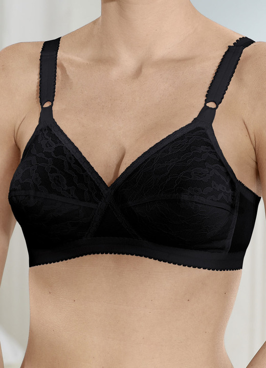 BH ohne Formbügel - Playtex BH in Zauberkreuz-Schnittform, in Größe 075 bis 100, in Cup D, in Farbe SCHWARZ Ansicht 1