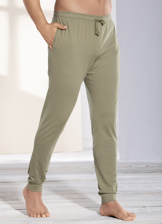 Pyjamas - Schlaf- und Freizeithose mit BIO Baumwolle, Bündchenabschllüssen  und Durchzugsband, in Größe 046 bis 062, in Farbe SCHWARZ Ansicht 1
