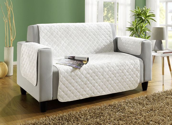 Sessel- & Sofaüberwürfe - Couch- und Sesselschoner mit Anti-Rutsch-Beschichtung, in Größe 101 (Sesselschoner, 50x150 cm) bis 865 (2 Armlehnenschoner, 50x 70 cm), in Farbe BEIGE Ansicht 1