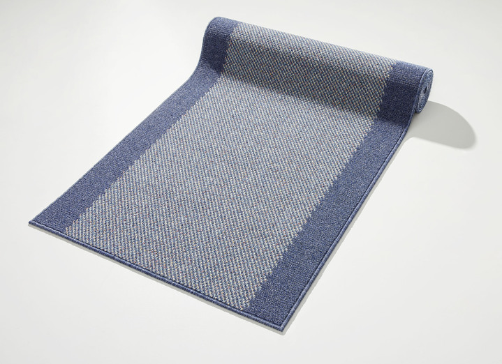 Teppiche - Perfekte Läufer nach Ihrem Wunschmass, in Größe 100 (50 cm breit) bis 106 (100 cm breit), in Farbe BLAU Ansicht 1