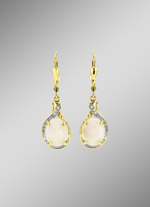 - Ohrringe mit echt Opal und Diamanten, in Farbe  Ansicht 1