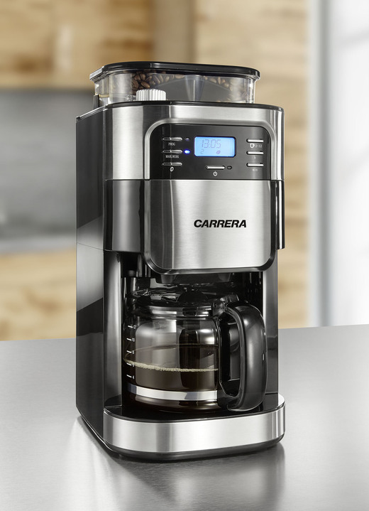 Kaffeemaschinen - «Carrera» Aroma PlusEdelstahl-Kaffeemaschine mit Mahlwerk, in Farbe SILBER-SCHWARZ