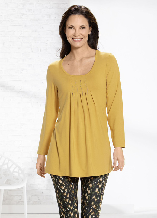 Shirts - Longshirt mit Plättchenzier in 2 Farben, in Größe 038 bis 054, in Farbe HONIG Ansicht 1
