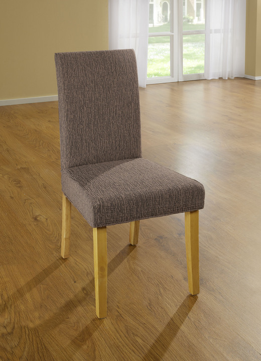 Sessel- & Sofaüberwürfe - Stretchbezüge, in Größe 101 (Sesselbezug) bis 106 (Stuhlbezug), in Farbe BRAUN Ansicht 1