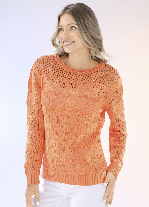 Langarm - Pullover in Mustermix Langarm - Pullover in Mustermix, in Größe L(44/46) bis XS(32/34), in Farbe MANDARINE