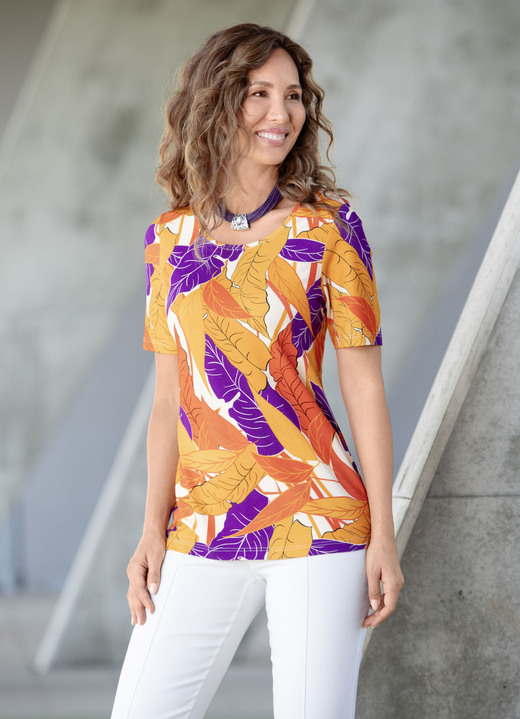 Shirts - Shirt mit hübschem Druck, in Größe 036 bis 052, in Farbe ORANGE-LILA-BEIGE Ansicht 1