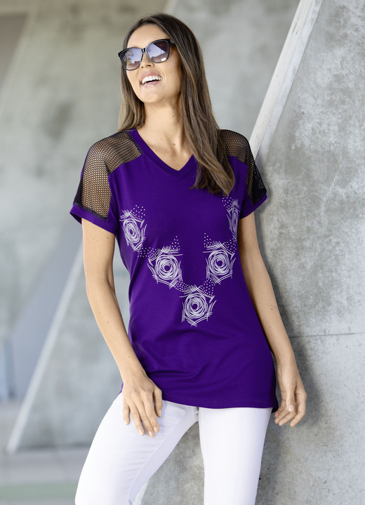 Longshirts - Longshirt mit Kontrast-Druck in 2 Farben Longshirts - Longshirt mit Kontrast-Druck in 2 Farben, in Größe 038 bis 054, in Farbe LILA