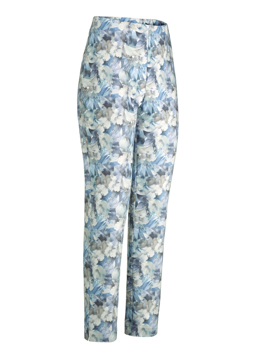 Hosen in Schlupfform - Hose mit floralem Allover-Dessin, in Größe 018 bis 052, in Farbe ECRU-BLEU-BUNT Ansicht 1