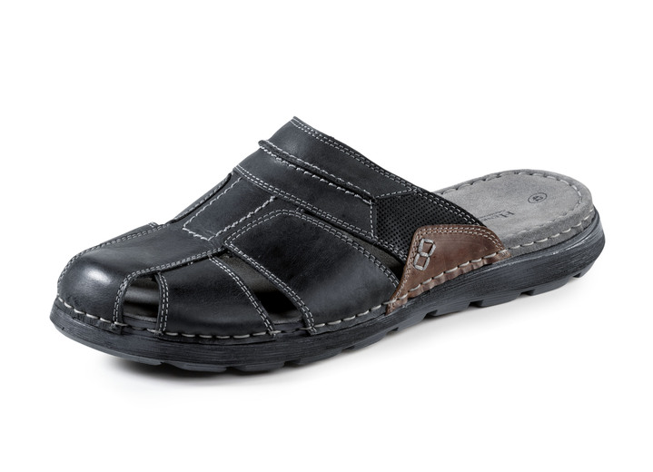 Sandalen & Pantoletten - Pantolette mit luftigen Durchbrüchen, in Größe 040 bis 046, in Farbe SCHWARZ-KASTANIE Ansicht 1