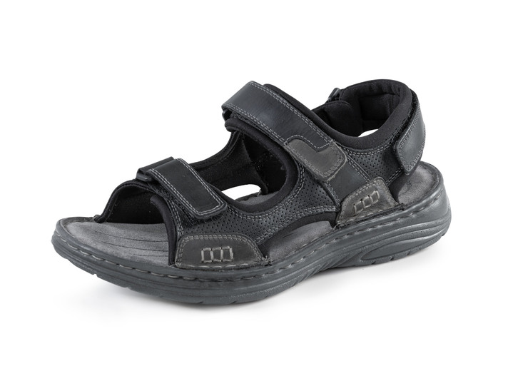 Sandalen & Pantoletten - GINO GALANTE, komfortable Herren-Trekkingsandalen, aus Leder, in Größe 040 bis 046, in Farbe SCHWARZ-GRAU Ansicht 1
