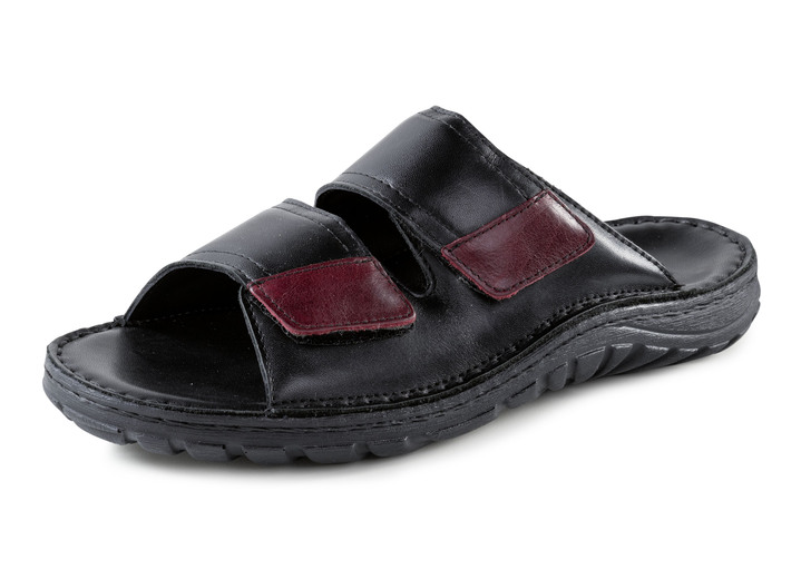 Sandalen & Pantoletten - GINO GALANTE, klassische Herren-Pantoletten, aus Leder, in Größe 040 bis 047, in Farbe SCHWARZ-CHIANTI Ansicht 1