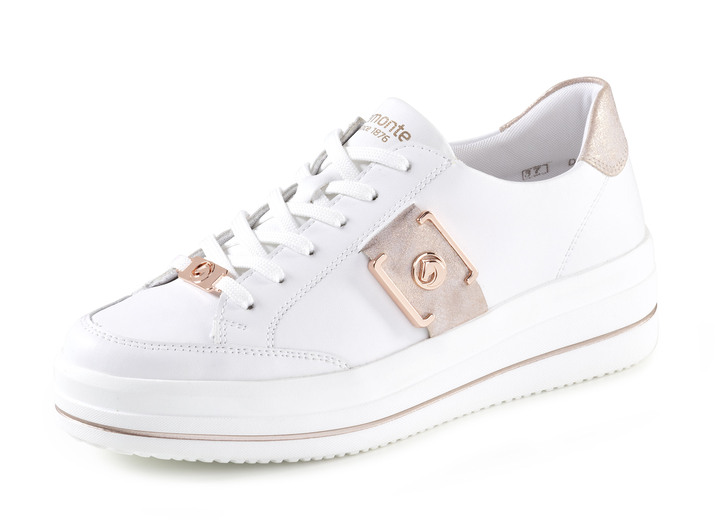 Slipper & Schnürschuhe - Remonte Sneaker mit Metallic-Besätzen, in Größe 036 bis 043, in Farbe WEISS-ROSÉGOLD Ansicht 1