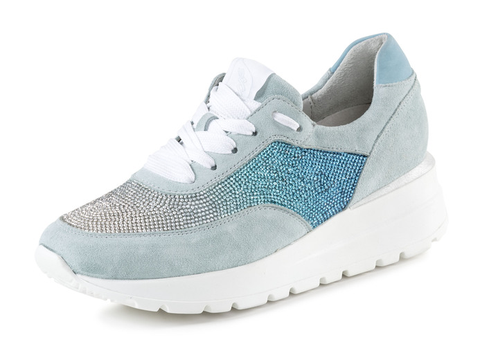Sport- & Freizeitschuhe - Waldläufer Sneaker mit farbverlaufenden, funkelnden Glitzersteinchen, in Größe 3 1/2 bis 8, in Farbe BLEU Ansicht 1